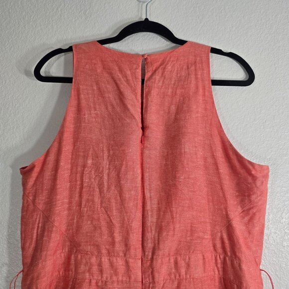 Banana Republic Jumpsuit Women Size 14 Coral Linen Sleeveless Wide Leg Resort - Picture 5 of 9